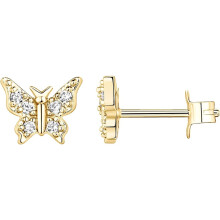 (White Gold, Constellation) Classic Elegant 14K Gold Plated Dainty Stud Earrings for Women - 925 Sterling Silver Posts Earrings with Cubic Zirconia