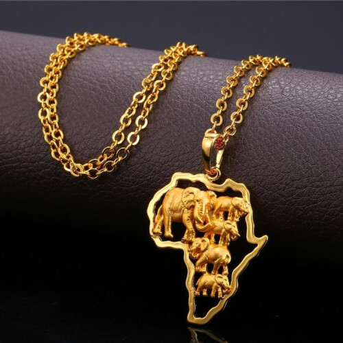 U7 Afrika Elefant Halskette - Gold 1