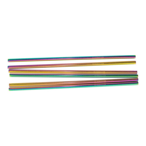 6x Gerade Trinkhalme aus Metall - Regenbogen 2