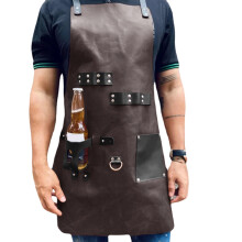 Wasserdichte PU-Lederschürze zum Kochen und Grillen im Freien-1