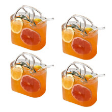 Set Of 4 Unique Bag developed Glass Cups Perfect For Mixed