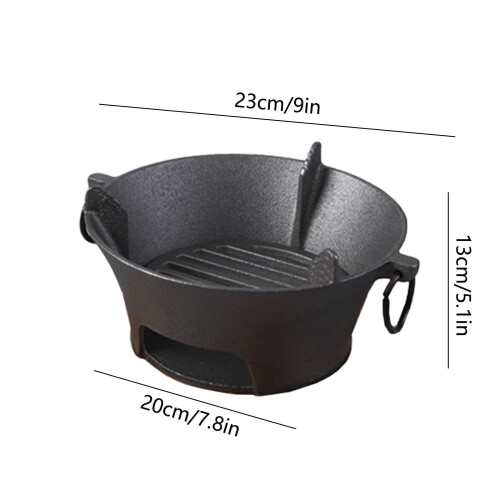 Cast Iron Round Charcoal Grill, 23 cm, Black 2