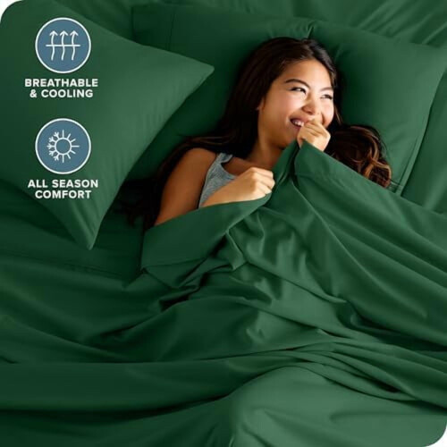 Σετ Σεντόνια Twin XL Forest Green 4 τεμαχίων Deep Pocket 2