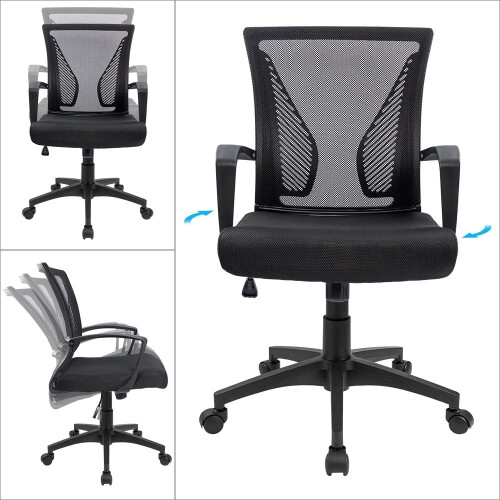 Lacoo Mid-Back Mesh Office Chair, Black 1