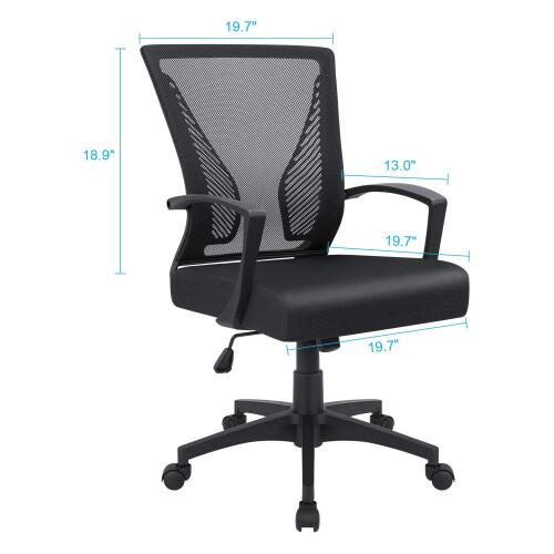 Lacoo Mid-Back Mesh Office Chair, Black 2