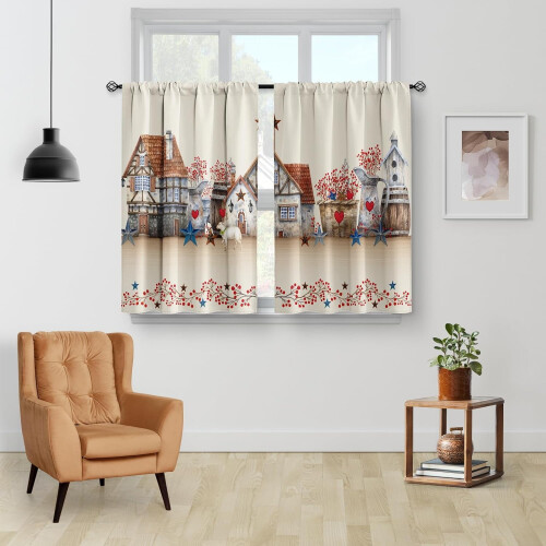 Boho sopp kjøkkengardiner 61 x 81 cm 2-pakning 1