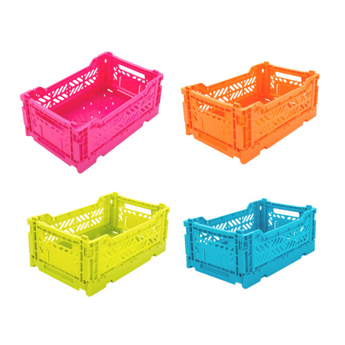 Opvouwbare bureau-opbergmand, stapelbare plastic organizer-roze 1
