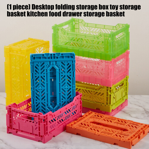 Opvouwbare bureau-opbergmand, stapelbare plastic organizer-roze 2