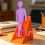 3D-geprinte mechanische loopfiguur met soepele-Paars 3