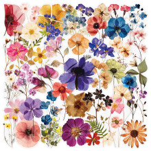 100Pcs Floral Sticker Adhesive PET Sticker For Journal-embossed