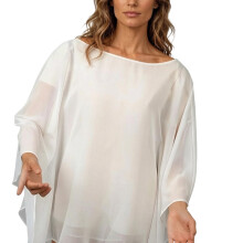 Romance Decorative Shawl Wrap Chiffon Capes Shoulder-White