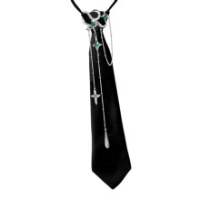 Knot Free Neck Tie with Snake Wrap Charm Chain Decors Unisex