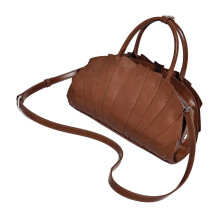 Trendy PU Fan Shape Handbag Women's Fashionable Shoulder-Brown