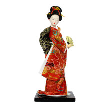 Handcrafted Geisha Figure with Bright Kimonos Design-012