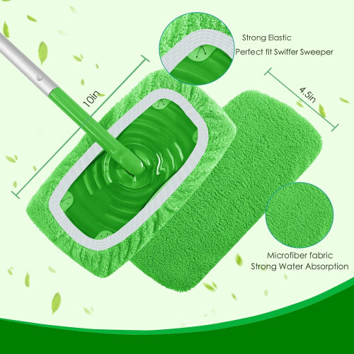 Microfiber Mop Pads Reusable Wet Dry for Swiffer 4 Pack 2