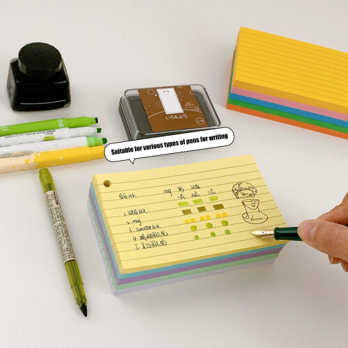 Colored Note Card 400 Sheets 3X5Inch with Metal Rings for 2