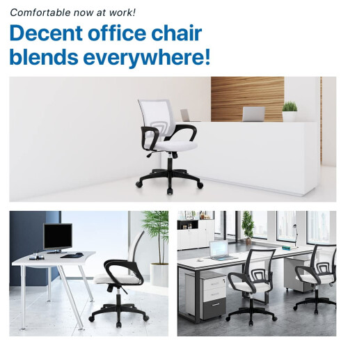 Chaise de bureau ergonomique à dossier mi-haut réglable en maille avec 2