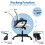 Chaise de bureau ergonomique à dossier mi-haut réglable en maille avec 4