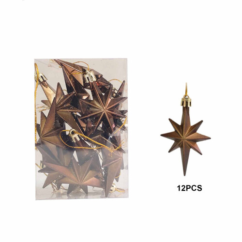 Plastic Christmas Tree Ornament Star Set – Coffee 1
