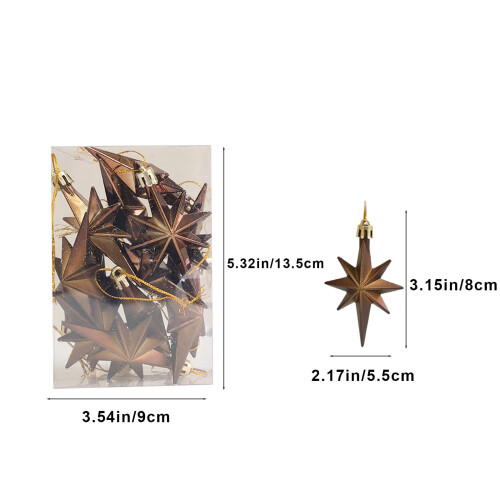 Plastic Christmas Tree Ornament Star Set – Coffee 2