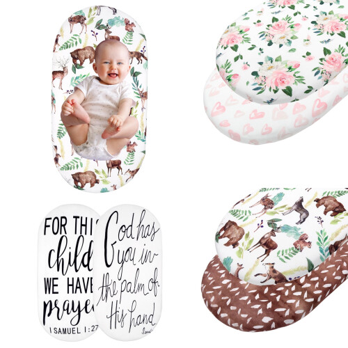 WINDLAND Cotton Baby Fitted Sheets for Moses Basket – 2 2