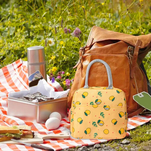 WinysinLunch Bag Μονωμένο Δοχείο Φαγητού Γυναικείο Τσάντα Φαγητού με Μπροστινή Τσέπη 2