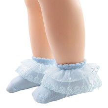 Stylish Infant Short Socks with Decorative Lace Edge Soft-Blue