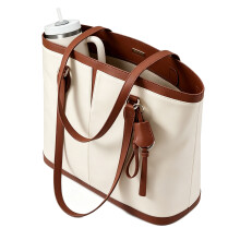 Laptop Bag for Women Work Bag with Cup Holder Waterproof-White