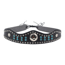 Adjustable PU Leather Hat Band Decorated With Rhinestones And