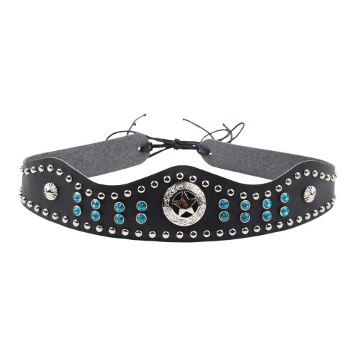Adjustable PU Leather Hat Band Decorated With Rhinestones And