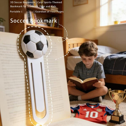 3Pcs 3D Printed Soccer Plastic Bookmarks Textbook Novel Page 1