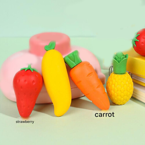 3Pcs Large Fruit Vegetable Themed Erasers Set-3 piece set 1