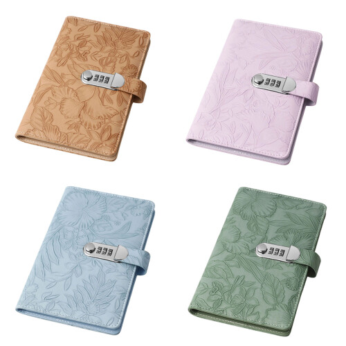 Leather Deposit Organiser Notebook With Combination Lock-Green 1