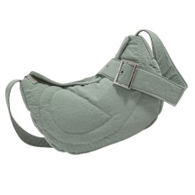 Fashion Nylon Shoulder Bag with Adjustable Strap Large-Green