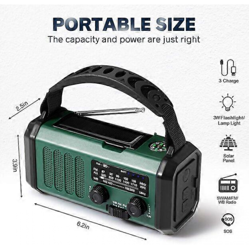 Emergency hand-cranked radio, 10000mAh, multiple charging modes, good reception 2