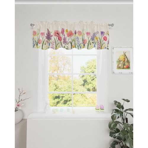 Kitchen Curtain Valance Coffee Gnome Brown 2-Pack 27.5" W x 2