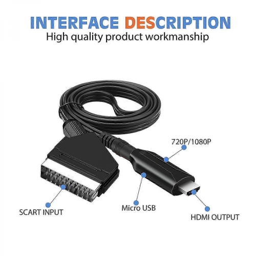 Καλώδιο Scart σε HDMI - Προσαρμογέας Scart σε HDMI - Μετατροπέας ήχου και βίντεο "όλα σε 2