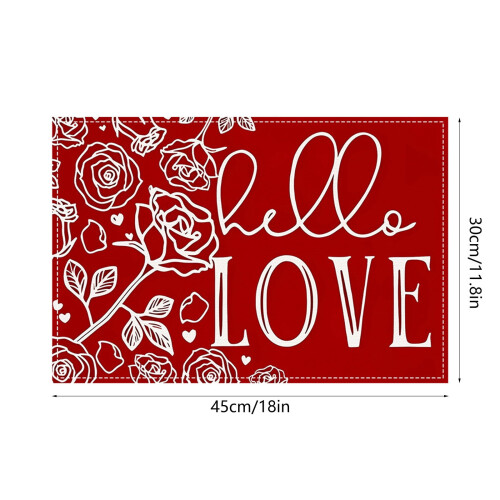 Valentine's Day rose printed placemats 4 pcs 2