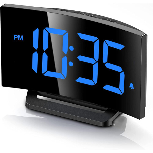 Digital Alarm Clock – Blue LED, 5 Brightness, 3 Tones 1