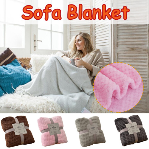 Solid Color Flannel Plush Sofa Blanket 1 Piece 2