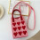 Adjustable Crossbody Bag with Love Knit Pattern Large-Red 4