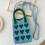 Adjustable Crossbody Bag with Love Knit Pattern Large-Red 5