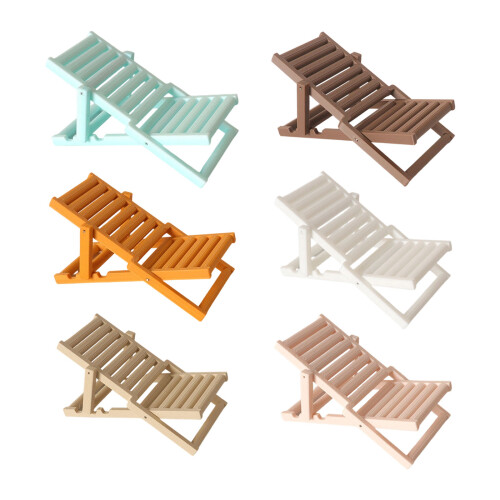 Chaise de plage pour maison de poupée, chaise longue,-Jaune 1