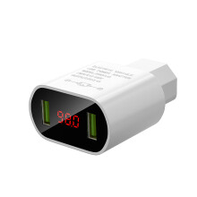 Double USB Digital Display 12-100V to 5V 3.1A Charging-White