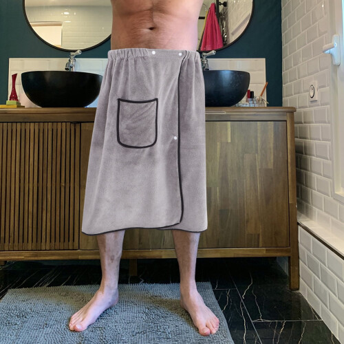 Herrhandduk i korallfleece med ficka 1