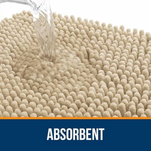 Chenille badmat 24x20 inch beige antislip 1