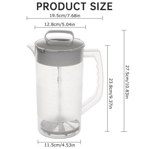 Food Storage Mixing Pitcher Clear Plastic 68 oz with Lid 2