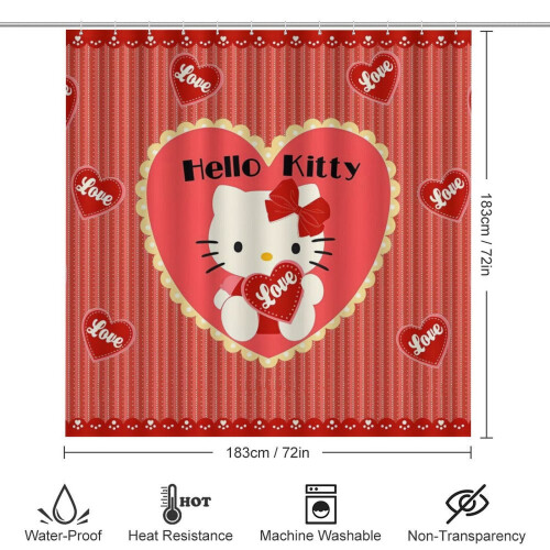 Hello Kitty Duschvorhang-Set mit rutschfester Badematte und 1