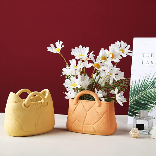 Ceramic Handbag Vase Orange 12cm 2