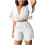 Completo da donna composto da top con scollo a V e volant e pantaloncini. 2